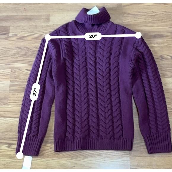 TIBI burgundy Cutout-Back Cable-Knit Wool-Blend Sweater size M/L - Picture 5 of 13